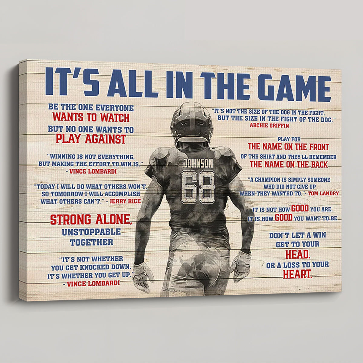 “It’s All In The Game” Personalized American Football Poster / Canvas - Gift For American Football Lovers
