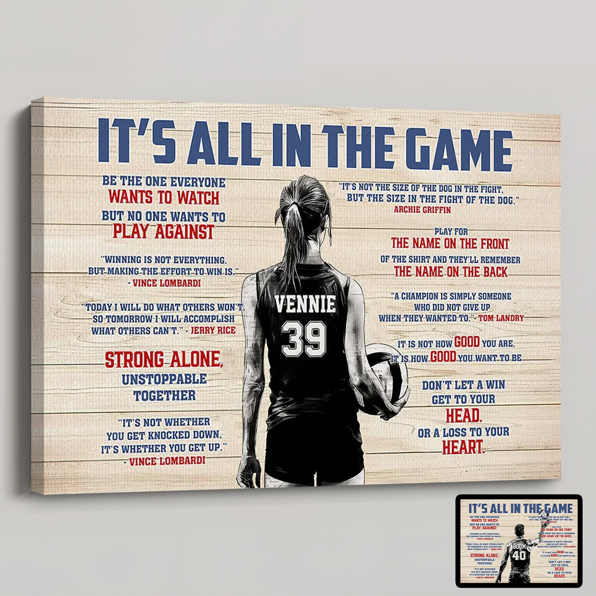 “It’s All In The Game” Personalized Volleyball Poster / Canvas - Custom Gift for Boy & Girl Players