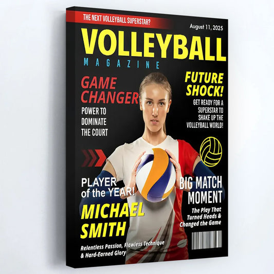 Personalized Volleyball Magazine Cover Poster / Canvas - Custom Gift For Volleyball Player
