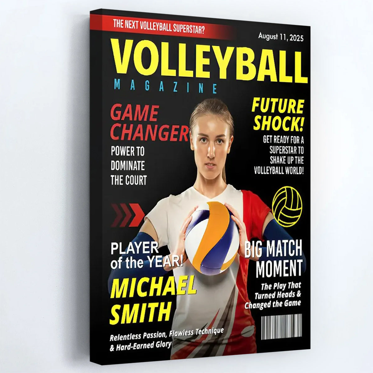 Personalized Volleyball Magazine Cover Poster / Canvas - Custom Gift For Volleyball Player