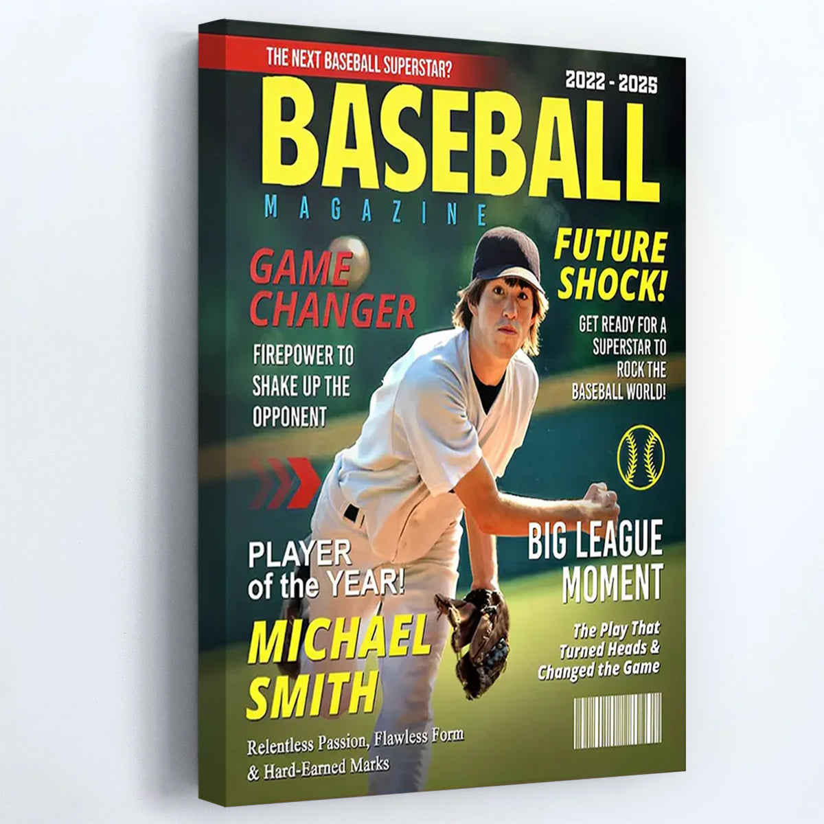 Personalized Baseball Magazine Cover Poster / Canvas - Custom Graduation Gifts for Baseball Player