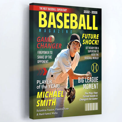 Personalized Baseball Magazine Cover Poster / Canvas - Custom Graduation Gifts for Baseball Player