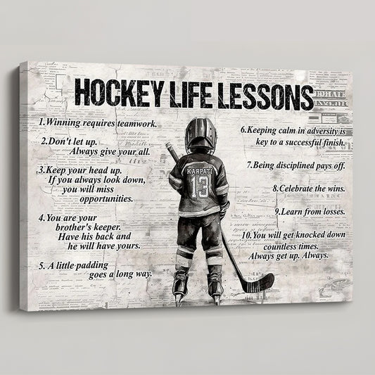 Personalized Hockey Boy Poster / Canvas - Custom Gift For Young Hockey Fans