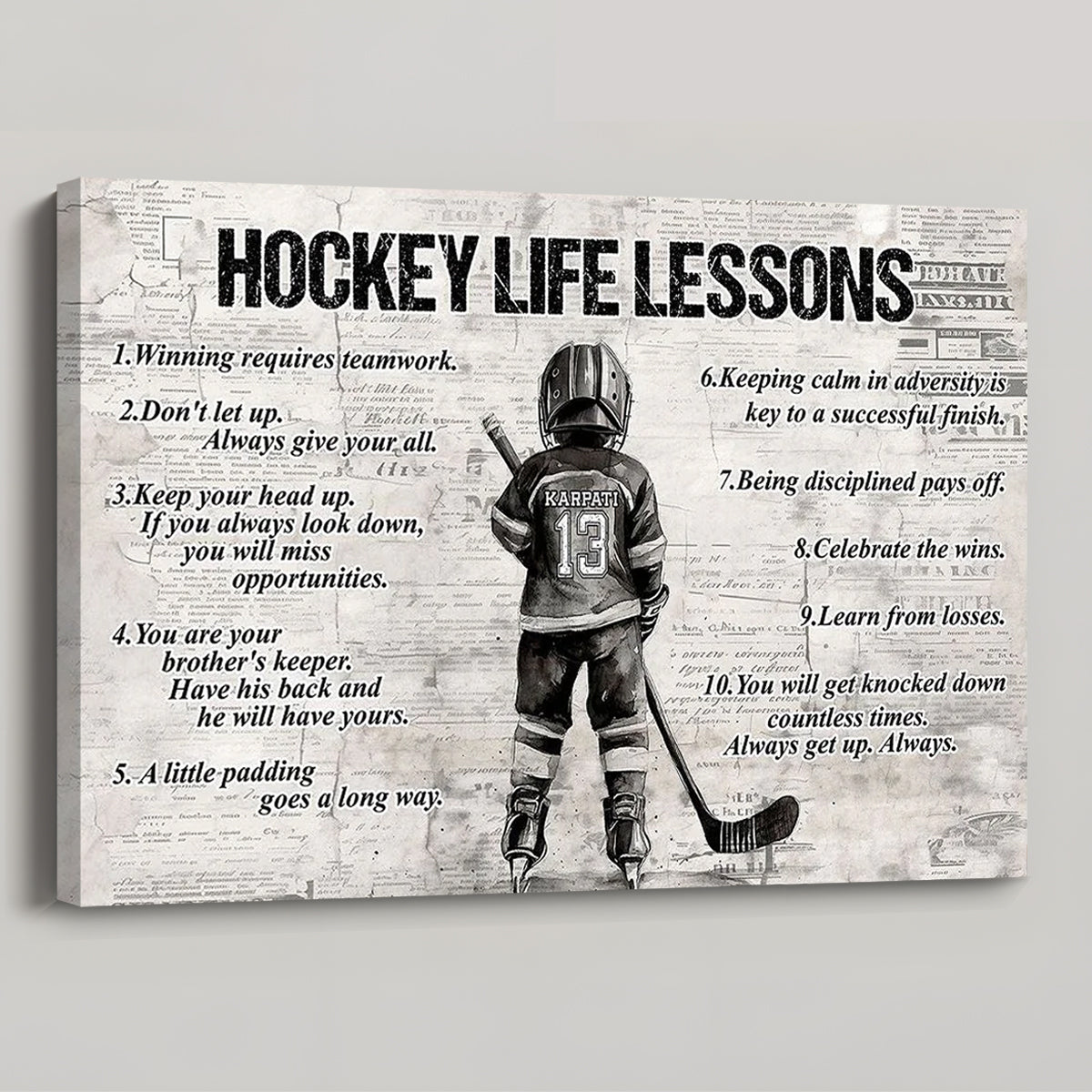 Personalized Hockey Boy Poster / Canvas - Custom Gift For Young Hockey Fans