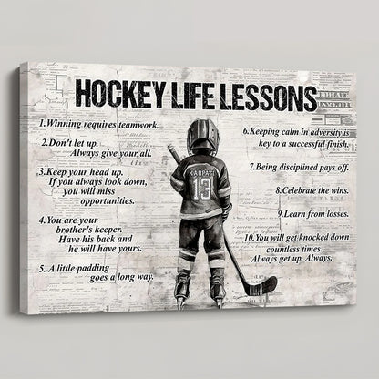 Personalized Hockey Boy Poster / Canvas - Custom Gift For Young Hockey Fans