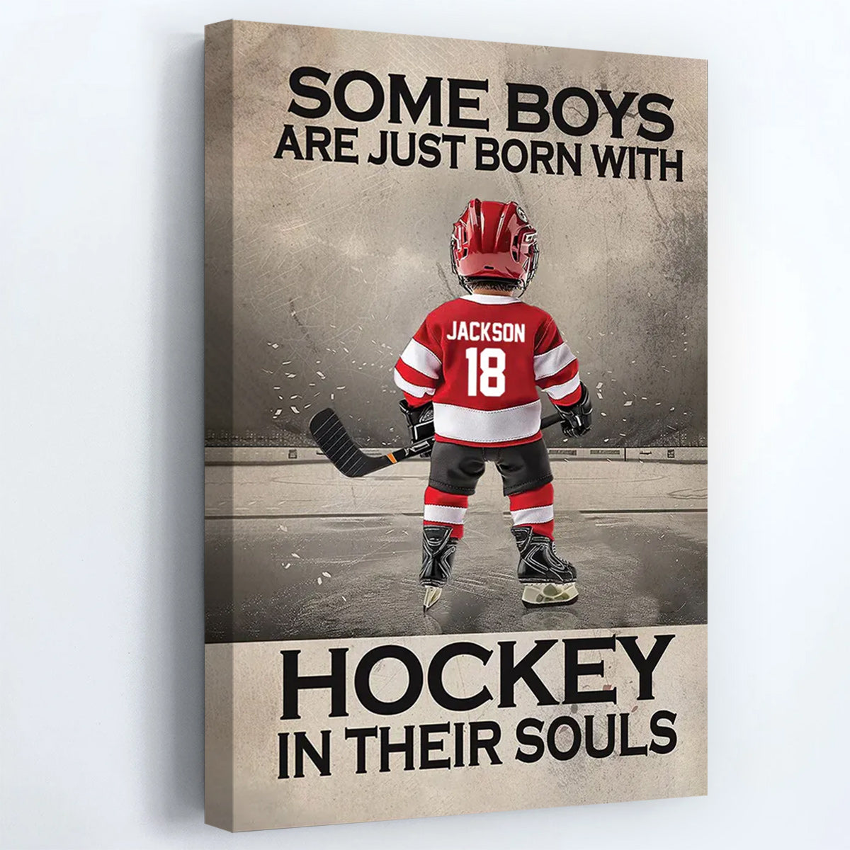 “Born With A Puck In Hand” Hockey Poster / Canvas - Personalized Gift for Boys & Girls