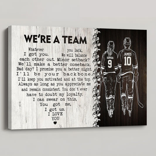 “We’re A Team” Personalized Hockey Couple Poster / Canvas - Custom Gift for Hockey Lovers