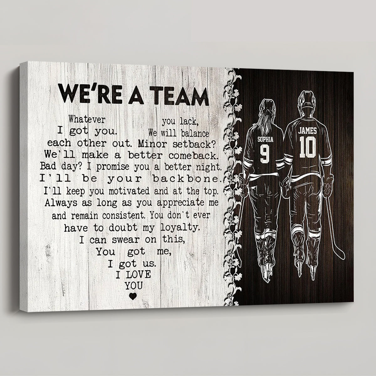 “We’re A Team” Personalized Hockey Couple Poster / Canvas - Custom Gift for Hockey Lovers
