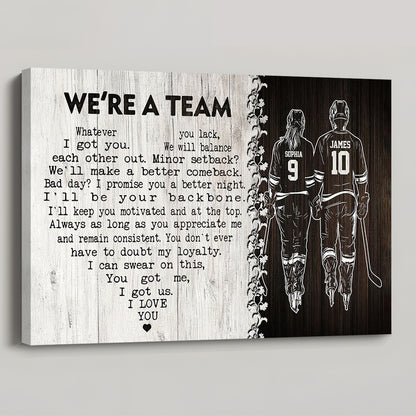 “We’re A Team” Personalized Hockey Couple Poster / Canvas - Custom Gift for Hockey Lovers