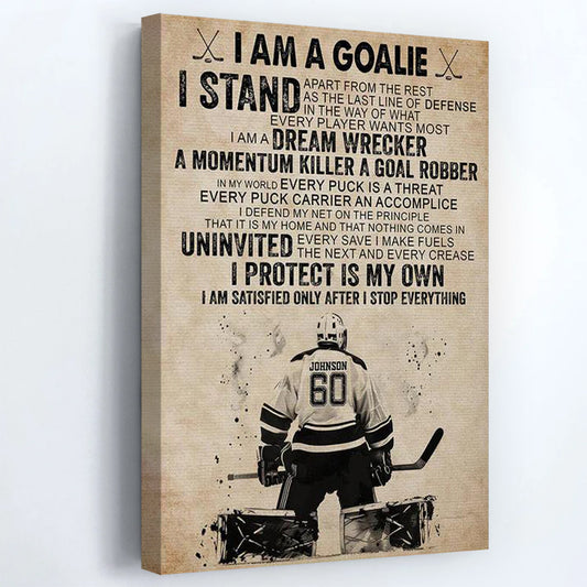 Personalized Hockey Goalie Player Poster / Canvas - Gift For Hockey Lovers