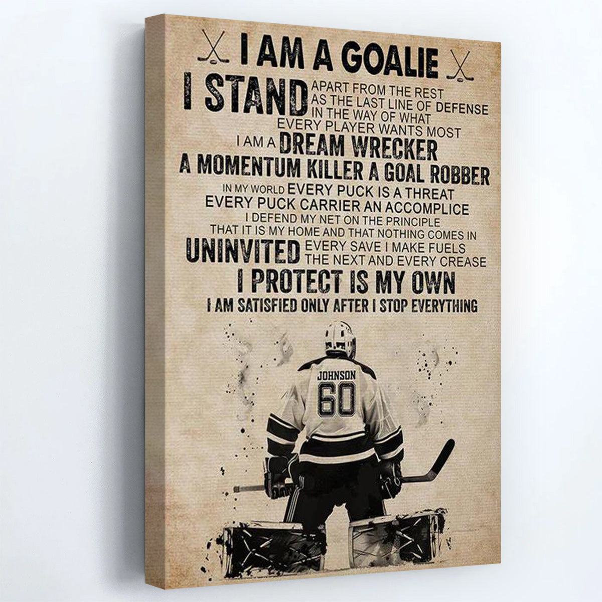 Personalized Hockey Goalie Player Poster / Canvas - Gift For Hockey Lovers