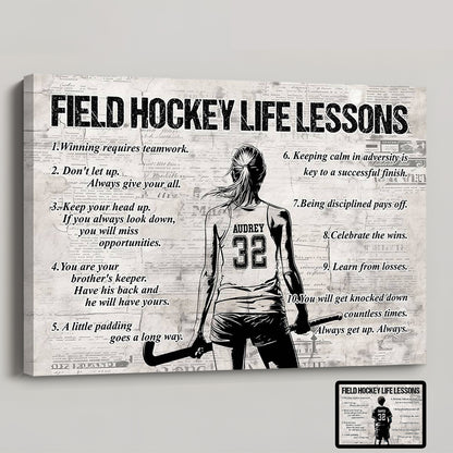 Personalized Field Hockey Life Lessons Poster / Canvas - Gift For Field Hockey Lovers & Players