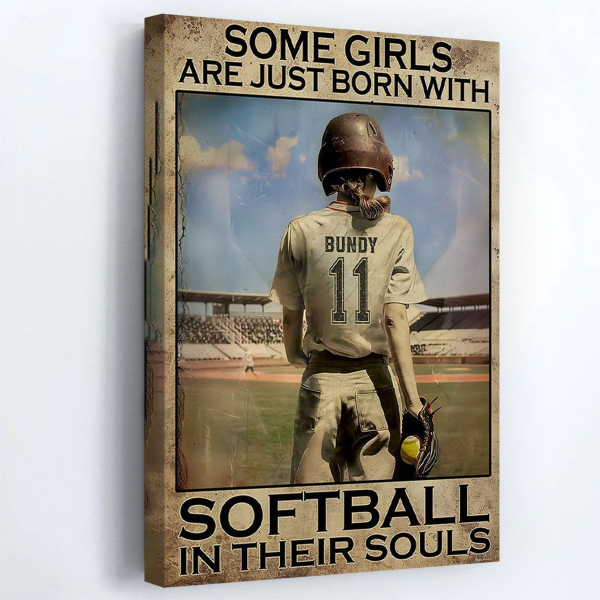 “Some Girls Are Just Born With Softball” Poster / Canvas - Personalized Gift for Softball Girls