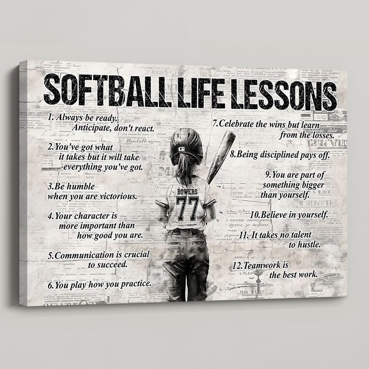 Personalized Softball Girl Poster / Canvas - Custom Gift For Young Softball Fans