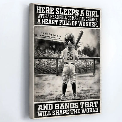 Personalized Softball Girl Poster / Canvas - Custom Gift For Softball Players