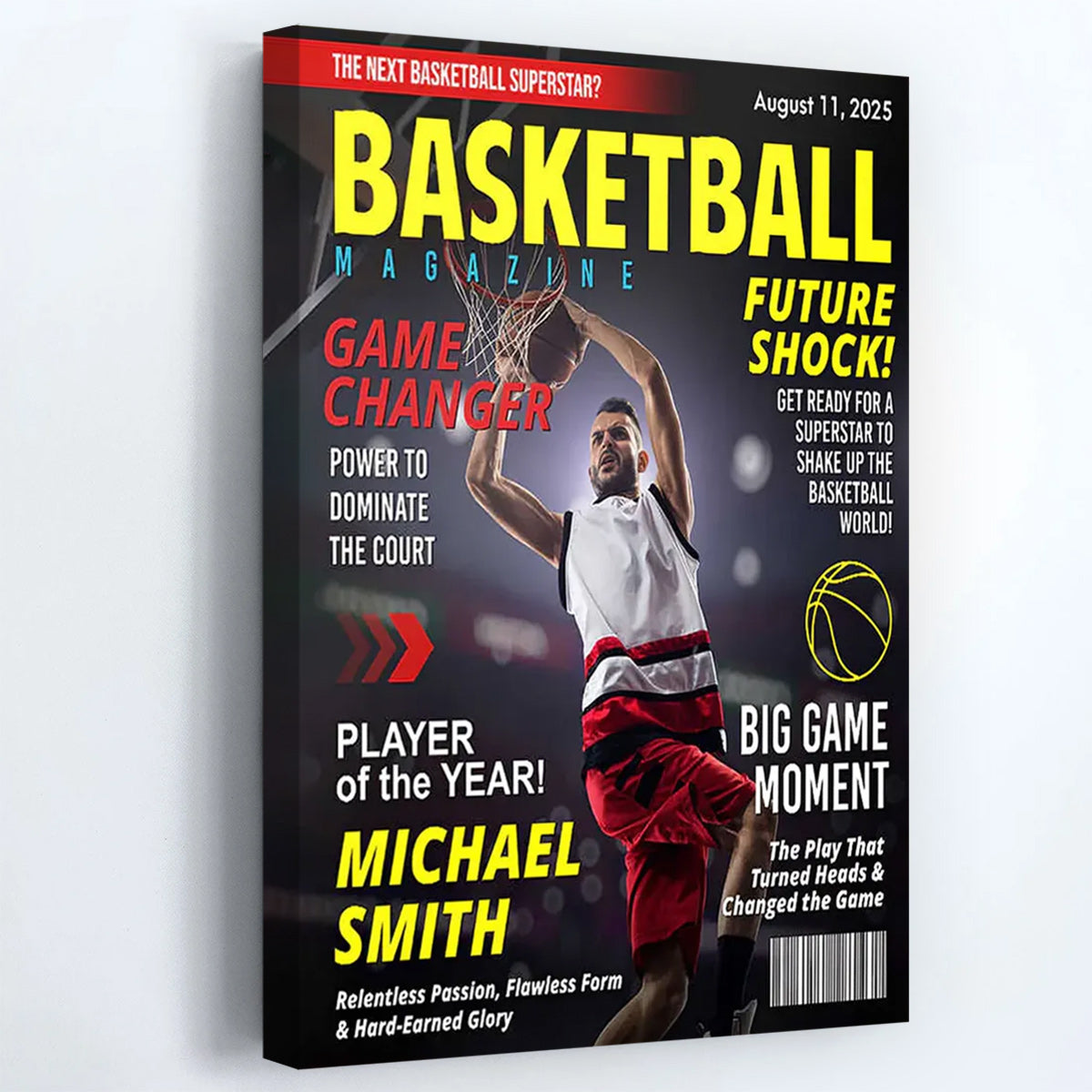 Personalized Basketball Magazine Cover Poster / Canvas - Custom Basketball Lovers Gift