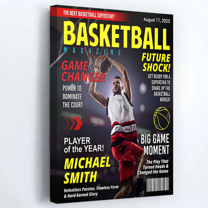 Personalized Basketball Magazine Cover Poster / Canvas - Custom Basketball Lovers Gift