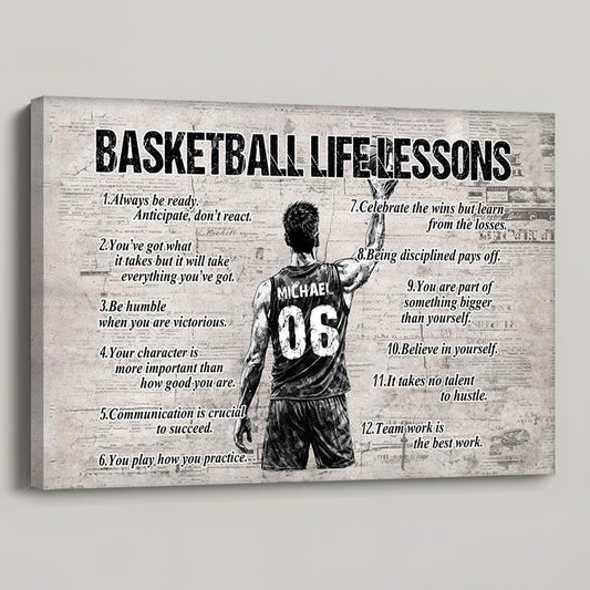 Personalized Basketball Life Lessons Poster / Canvas - Gift for Basketball Lovers