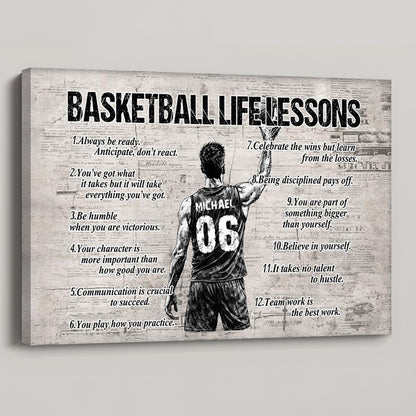 Personalized Basketball Life Lessons Poster / Canvas - Gift for Basketball Lovers