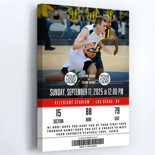 Custom Basketball Game Ticket Poster / Canvas - Personalized Gift for Basketball Lovers