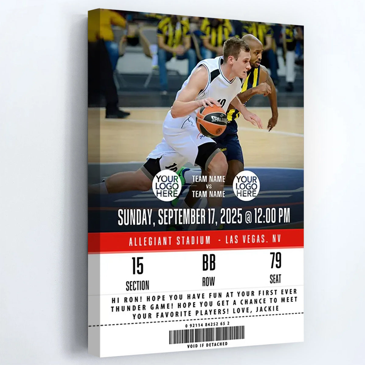 Custom Basketball Game Ticket Poster / Canvas - Personalized Gift for Basketball Lovers