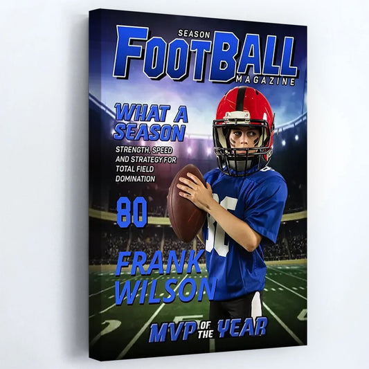 Personalized American Football Magazine Cover Poster / Canvas - Custom Photo Gift for Fans