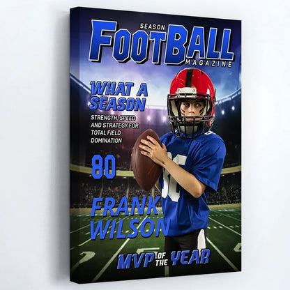 Personalized American Football Magazine Cover Poster / Canvas - Custom Photo Gift for Fans