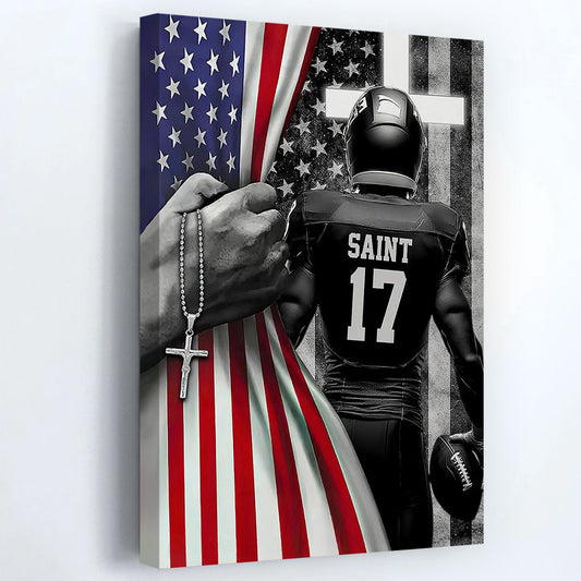 Personalized American Football Boy Poster / Canvas - Custom Gift For American Football Lovers