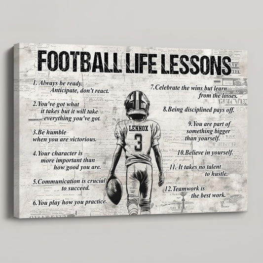Personalized American Football Life Lessons Boy Poster / Canvas - Gift For American Football Lovers