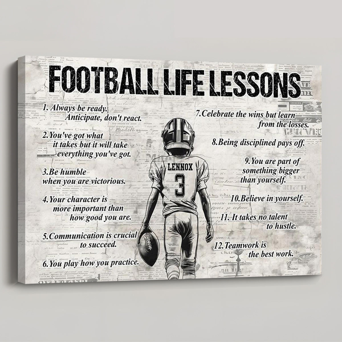Personalized American Football Life Lessons Boy Poster / Canvas - Gift For American Football Lovers