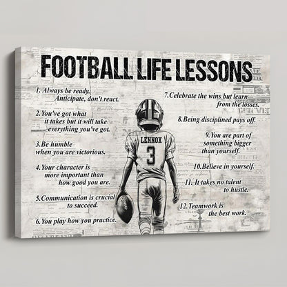 Personalized American Football Life Lessons Boy Poster / Canvas - Gift For American Football Lovers