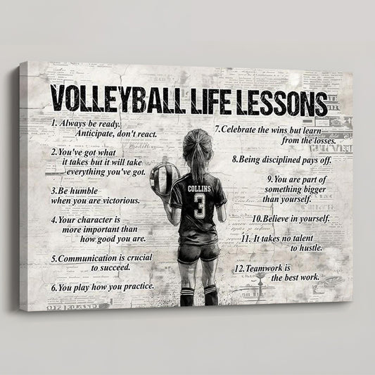 Personalized Volleyball Life Lessons Canvas / Poster - Gift for Girls & Volleyball Lovers