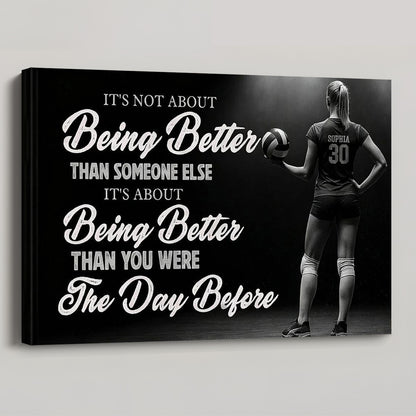“It’s Not About Being Better” Volleyball Canvas / Poster - Personalized Gift for Girls