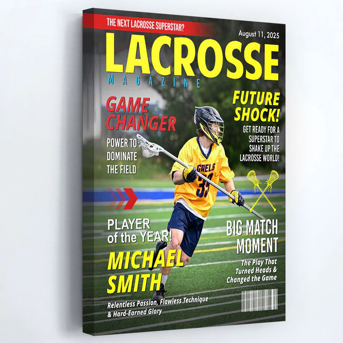 Custom Lacrosse Magazine Cover Poster / Canvas - Personalized Gift For Lacrosse Player