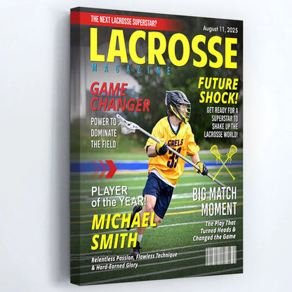 Custom Lacrosse Magazine Cover Poster / Canvas - Personalized Gift For Lacrosse Player