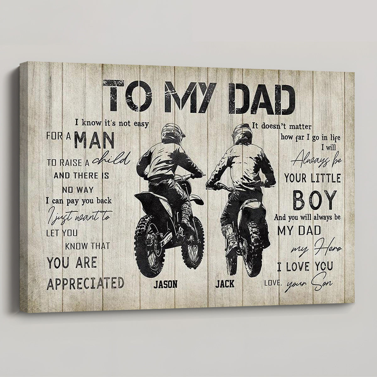 Personalized Motocross Dad Son Poster / Canvas - Custom Birthday & Father’s Day Gift