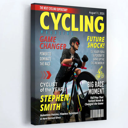 Personalized Cycling Magazine Cover Poster / Canvas - Custom Gift for Cyclists