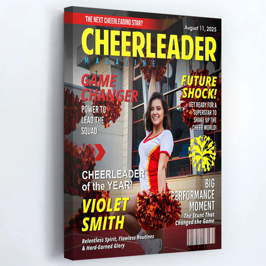 Personalized Cheerleader Magazine Cover Poster / Canvas - Custom Gift For Cheerleader