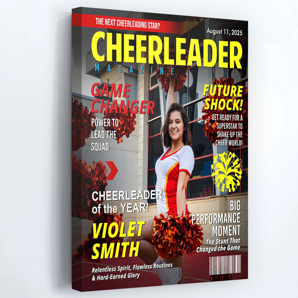 Personalized Cheerleader Magazine Cover Poster / Canvas - Custom Gift For Cheerleader