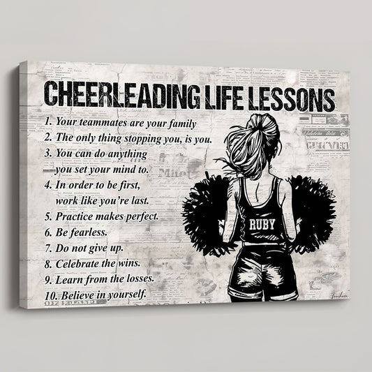 “Cheerleading Life Lessons” Personalized Poster / Canvas - Gift for Girls & Cheerleading Lovers