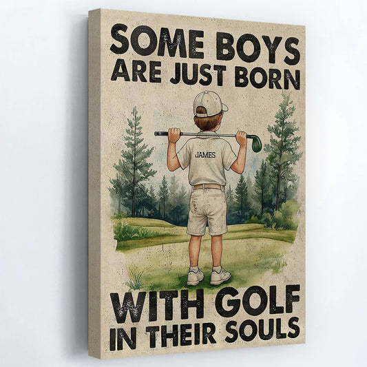 Personalized Golf Boy Poster / Canvas - Custom Gift for Kid & Golf Lover