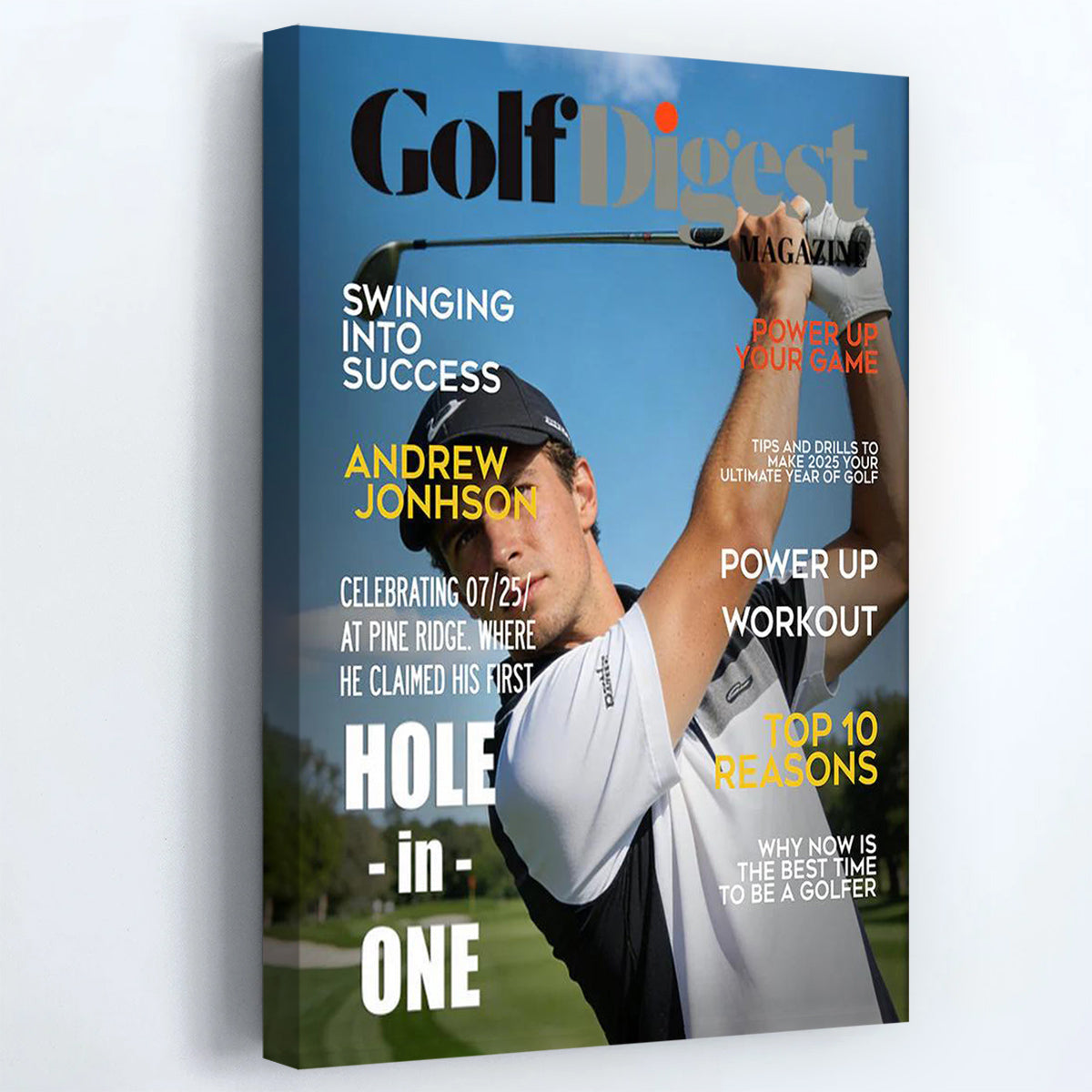 Personalized Golf Digest Magazine Poster / Canvas - Custom Golfer Photo Gift