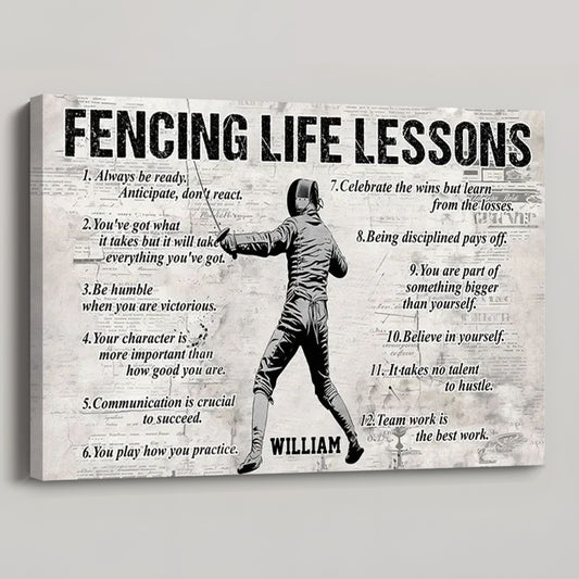 Personalized Fencing Life Lessons Poster / Canvas - Gift For Fencing Lovers