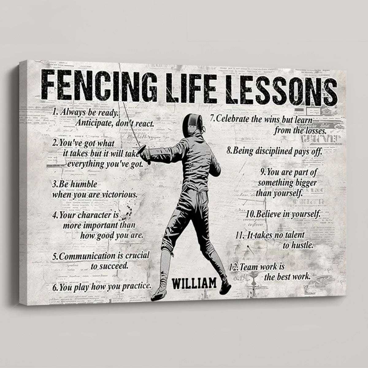 Personalized Fencing Life Lessons Poster / Canvas - Gift For Fencing Lovers
