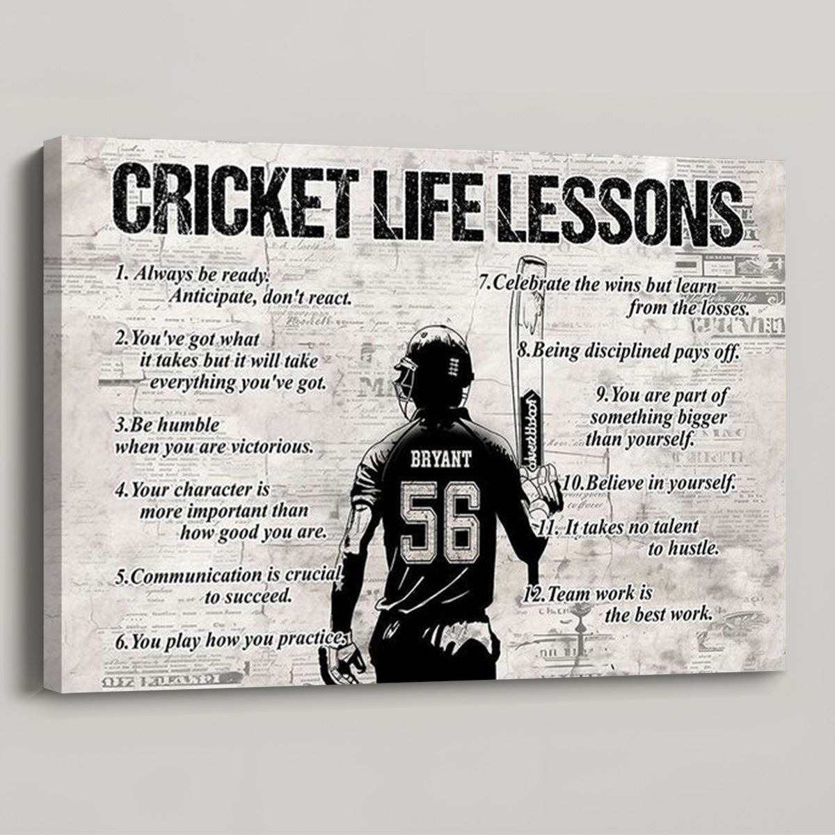 Personalized Cricket Life Lessons Poster / Canvas - Gift For Cricket Lovers
