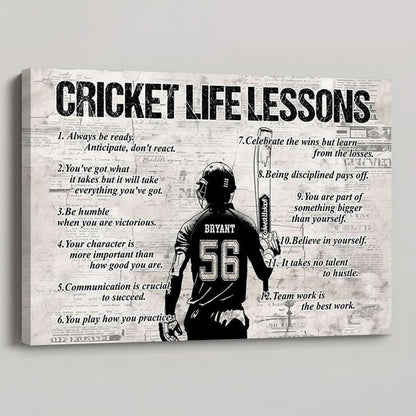 Personalized Cricket Life Lessons Poster / Canvas - Gift For Cricket Lovers
