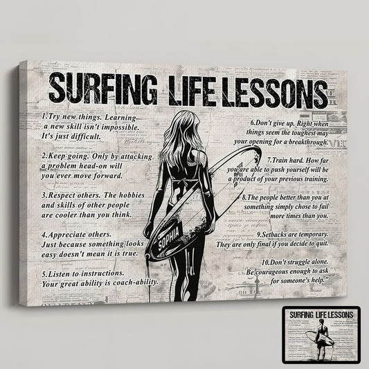 Personalized Surfing Life Lessons Poster / Canvas - Gift For Surfing Lovers