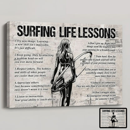 Personalized Surfing Life Lessons Poster / Canvas - Gift For Surfing Lovers