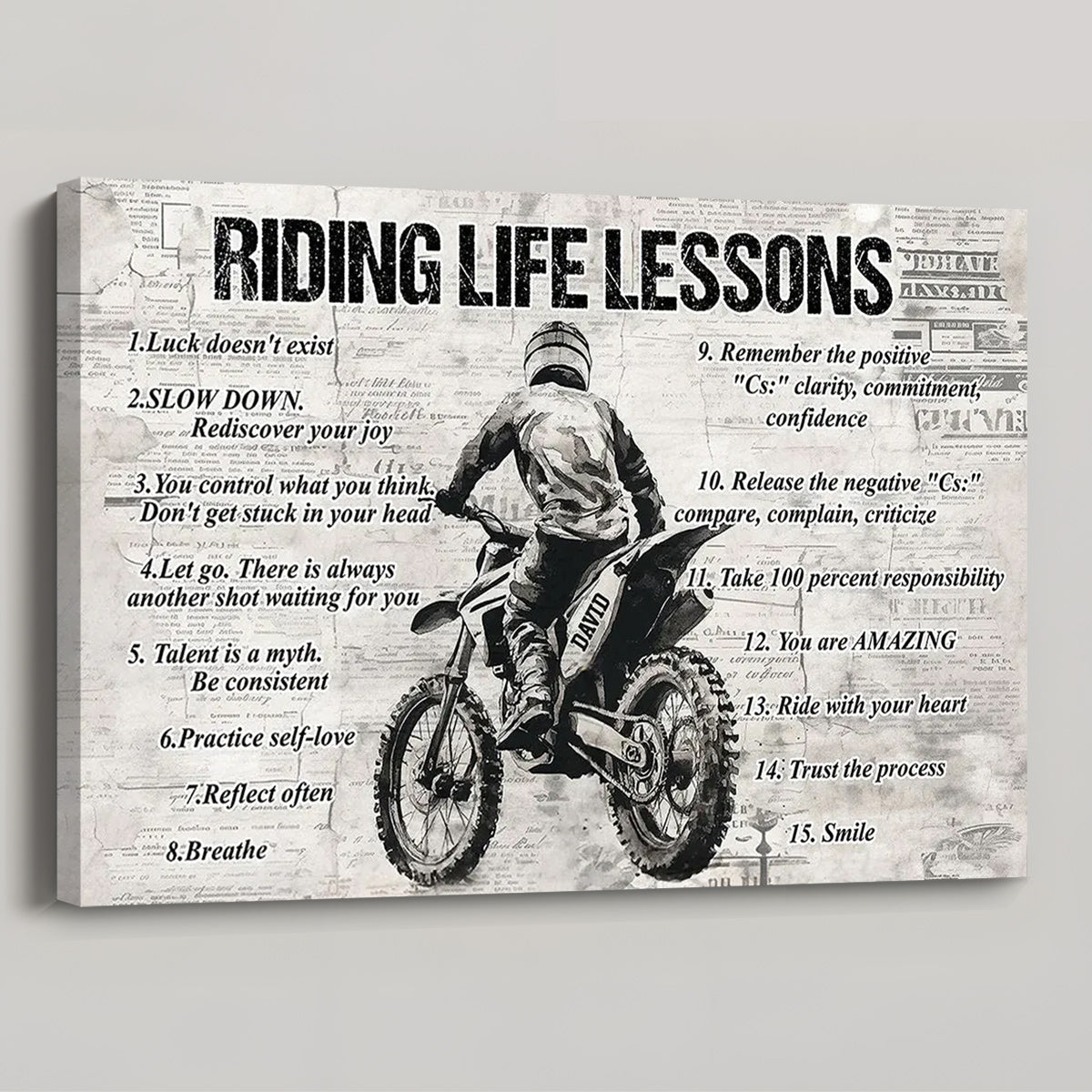 Personalized Riding Life Lessons Poster / Canvas - Gift for Bikers & Motorcycle Lovers