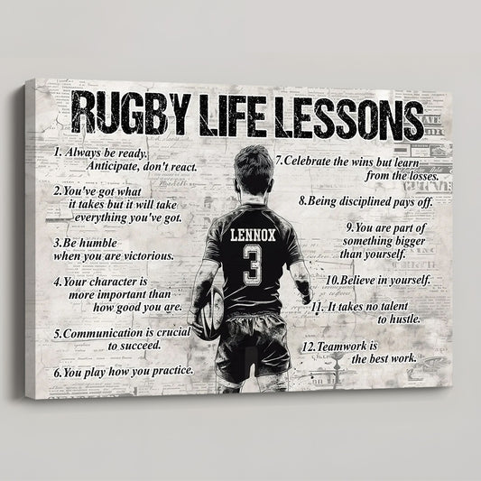 Personalized Rugby Life Lessons Poster / Canvas - Gift for Boys & Rugby Lovers